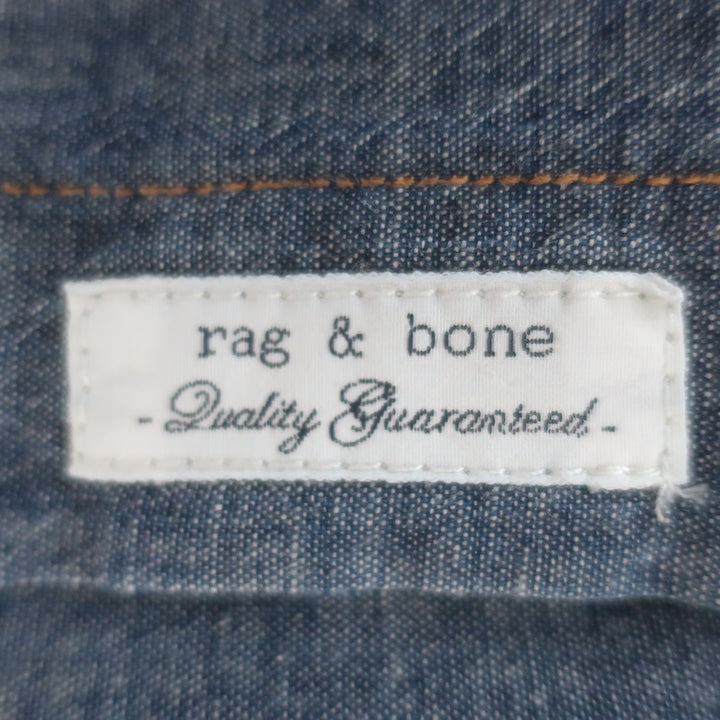 Rag &amp; Bone Chambray Denim Button Down Shirt Blue Cotton Size Large