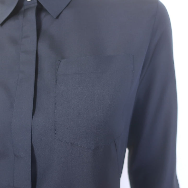 The Row Shirtdress Navy Silk Size 2