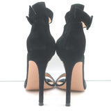 Gianvito Rossi Portofino 105 Sandals Black Suede Size 37 Ankle Strap Heels