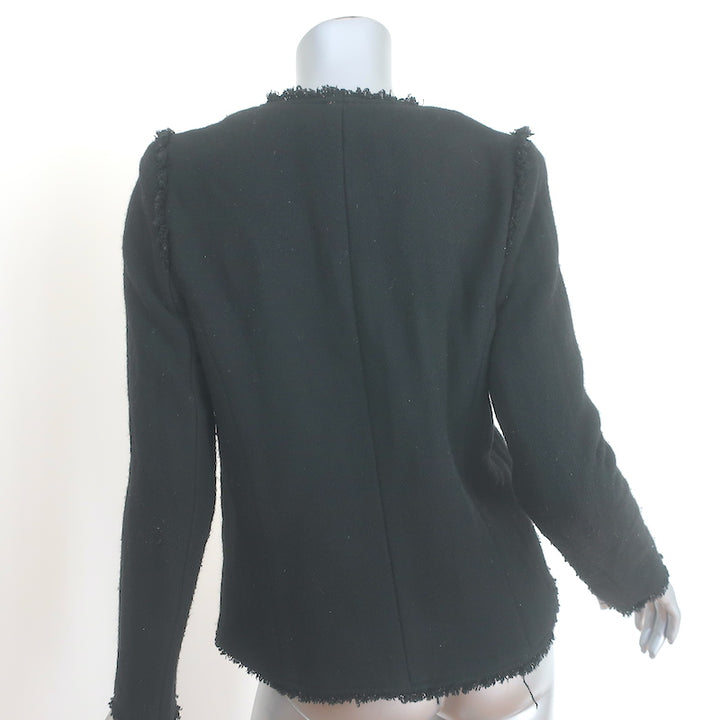 IRO Anglet Frayed Tweed Jacket Black Wool-Blend Size 38