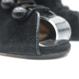 Gianvito Rossi Imperia Buttoned Ankle Boots Black Suede Size 41 Open Toe Heels