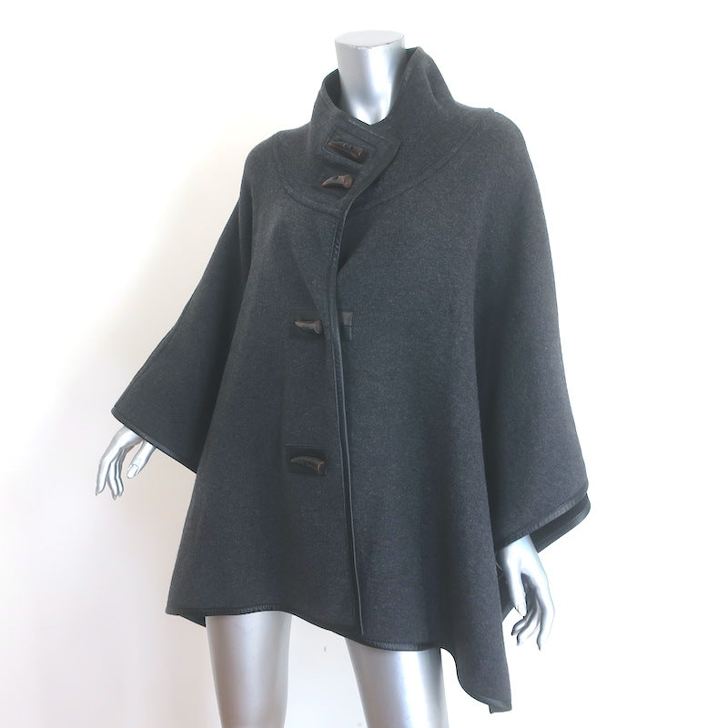 Zoe Couture Reversible Toggle Poncho Black &amp; Gray Wool-Cashmere One Size