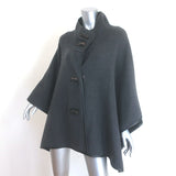 Zoe Couture Reversible Toggle Poncho Black & Gray Wool-Cashmere One Size