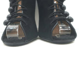 Gianvito Rossi Imperia Buttoned Ankle Boots Black Suede Size 41 Open Toe Heels