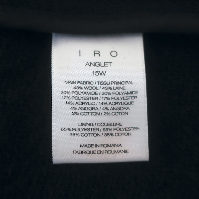 IRO Anglet Frayed Tweed Jacket Black Wool-Blend Size 38