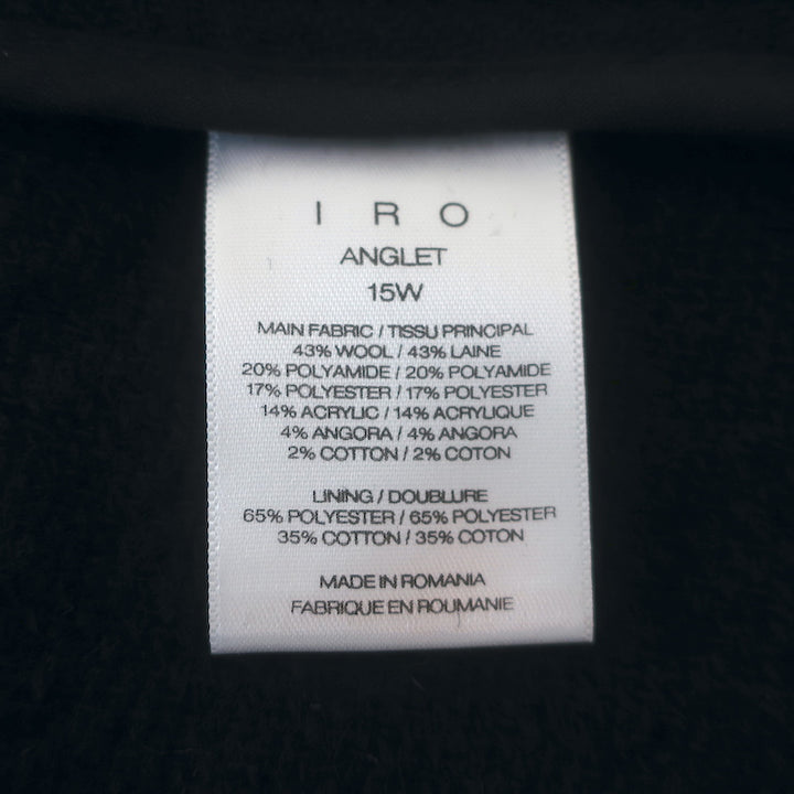 IRO Anglet Frayed Tweed Jacket Black Wool-Blend Size 38