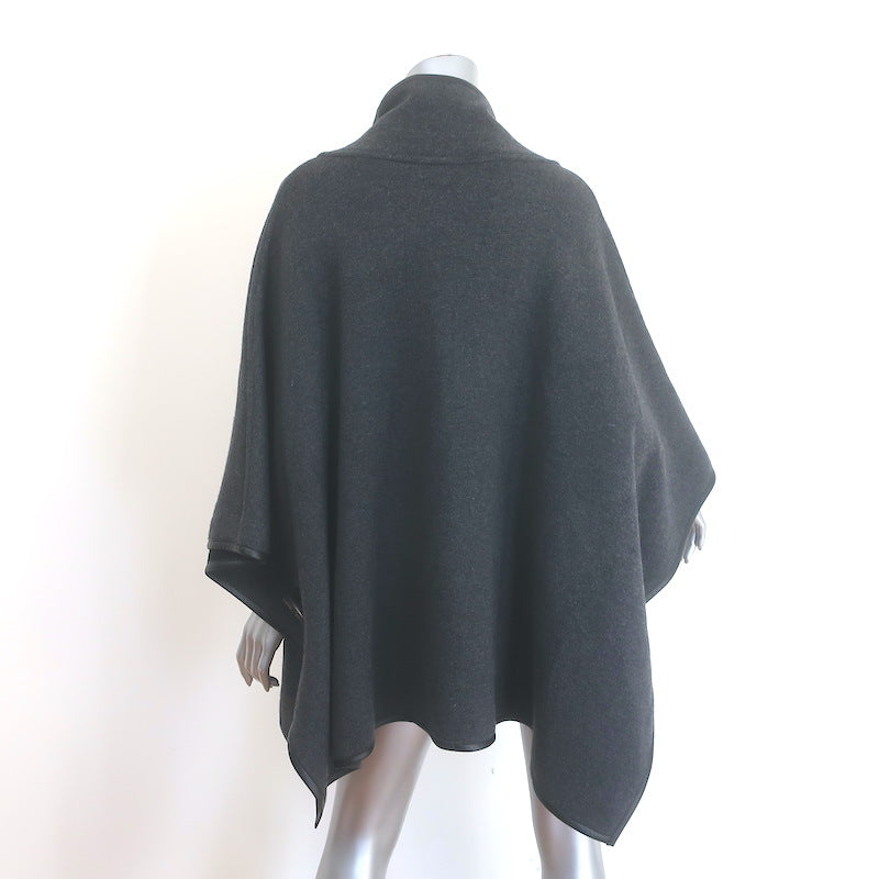 Zoe Couture Reversible Toggle Poncho Black &amp; Gray Wool-Cashmere One Size