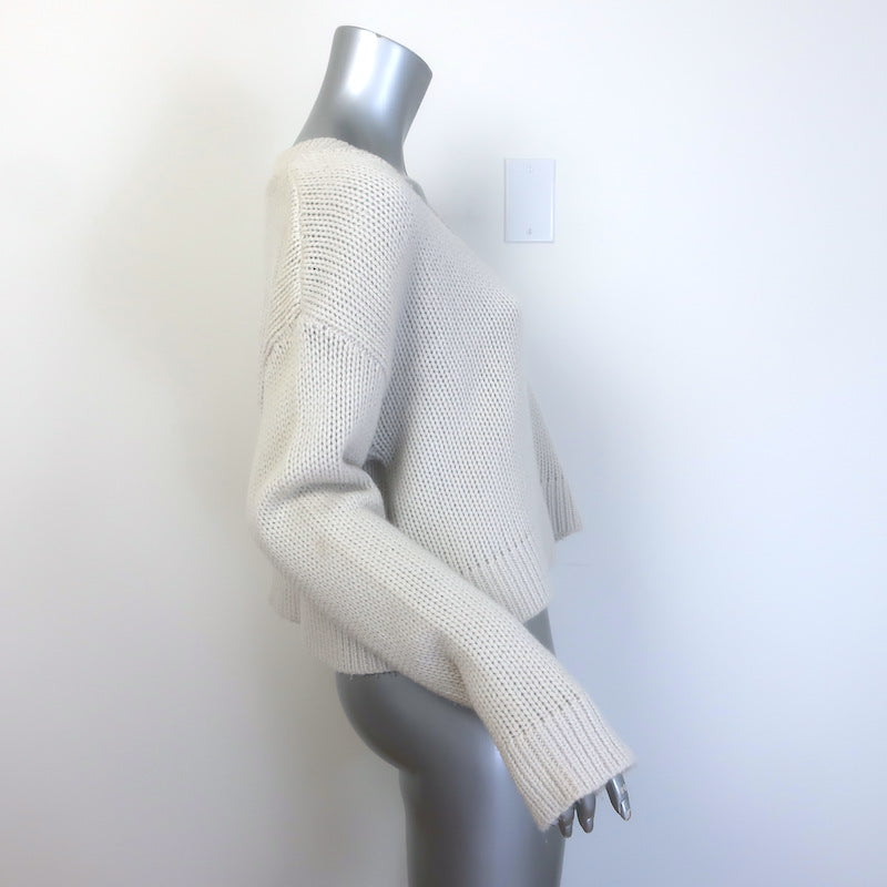 SABLYN Cali Cashmere V-Neck Sweater Very Light Gray Size Medium