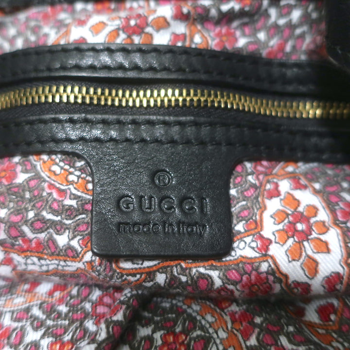 Gucci Indy Large Hobo Bag Black Leather Bamboo Tassel Crossbody
