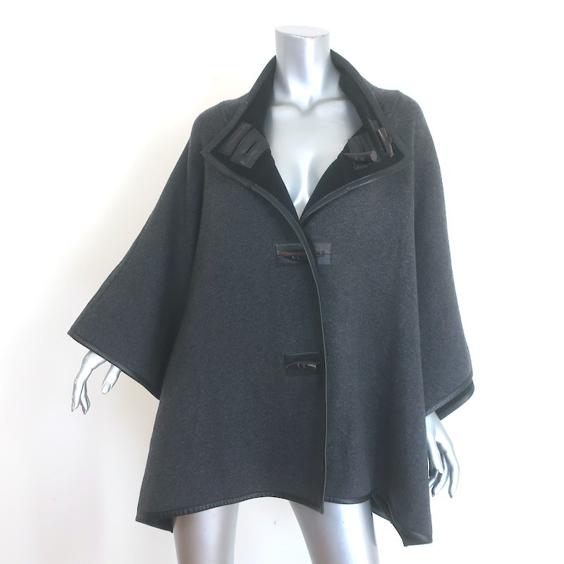 Zoe Couture Reversible Toggle Poncho Black &amp; Gray Wool-Cashmere One Size