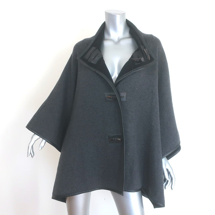 Zoe Couture Reversible Toggle Poncho Black &amp; Gray Wool-Cashmere One Size