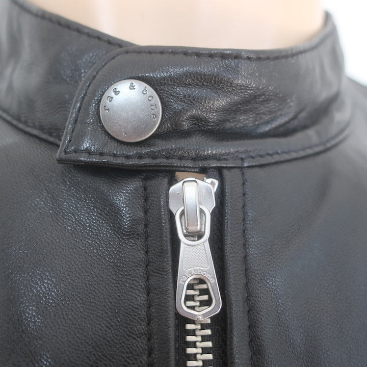 Rag &amp; Bone ICONS Archive Cafe Racer Leather Jacket Black Size Large