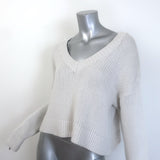 SABLYN Cali Cashmere V-Neck Sweater Very Light Gray Size Medium