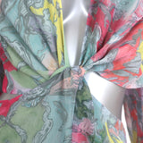 Alice + Olivia Katia Twist-Front Maxi Dress Multicolor Watercolor Print Size 8