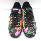 Gucci Ken Scott Ace Sneakers Black Floral Print Leather Size 38