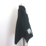 Zoe Couture Reversible Toggle Poncho Black & Gray Wool-Cashmere One Size