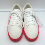 Off-White Vulcanized Low Top Sneakers White Canvas & Hot Pink Suede Size 37