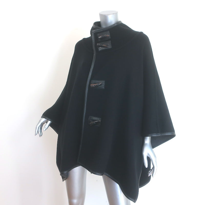 Zoe Couture Reversible Toggle Poncho Black &amp; Gray Wool-Cashmere One Size