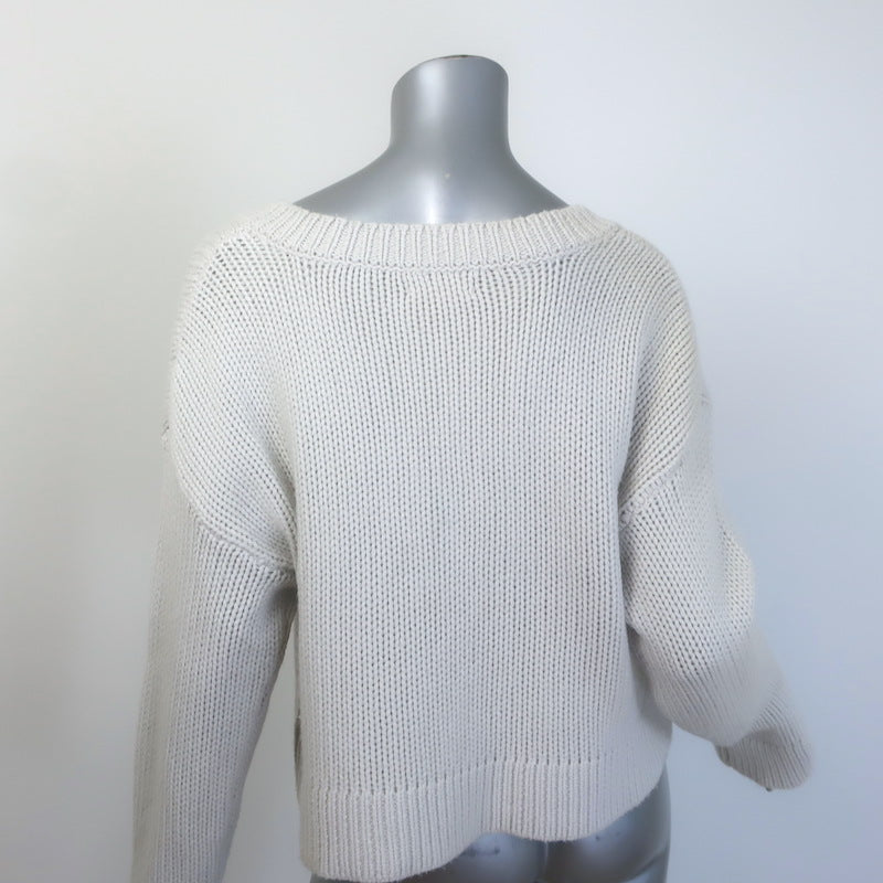 SABLYN Cali Cashmere V-Neck Sweater Very Light Gray Size Medium