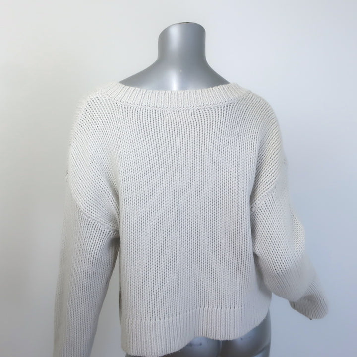 SABLYN Cali Cashmere V-Neck Sweater Very Light Gray Size Medium