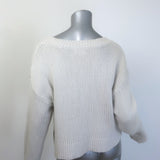 SABLYN Cali Cashmere V-Neck Sweater Very Light Gray Size Medium