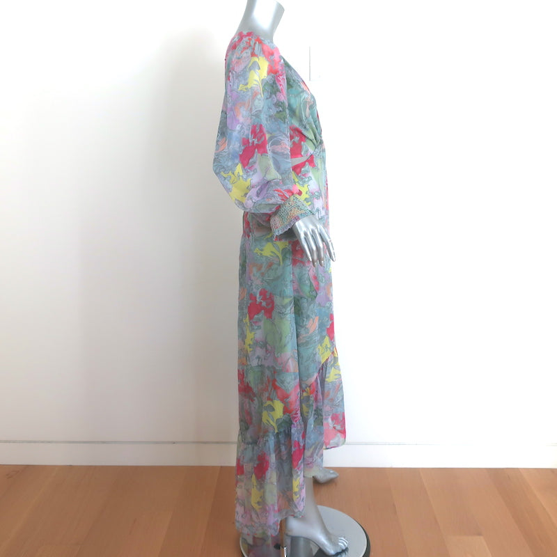 Alice + Olivia Katia Twist-Front Watercolor maxi dress Sz 8, side view