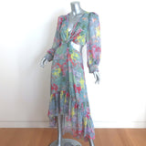 Alice + Olivia Katia Twist-Front Maxi Dress Multicolor Watercolor Print Size 8