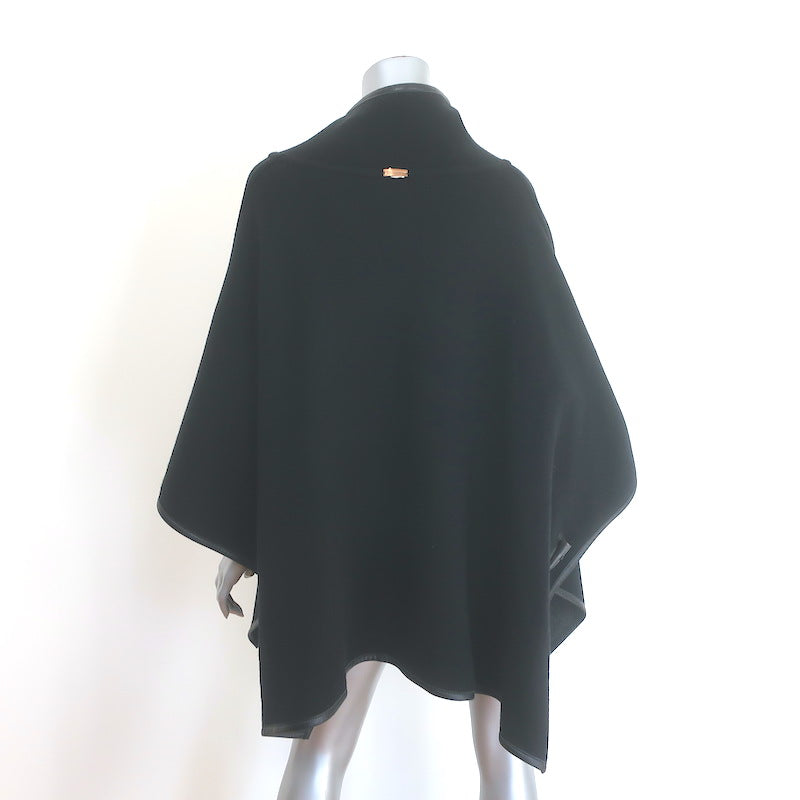 Zoe Couture Reversible Toggle Poncho Black &amp; Gray Wool-Cashmere One Size
