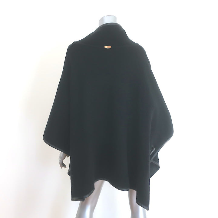 Zoe Couture Reversible Toggle Poncho Black &amp; Gray Wool-Cashmere One Size