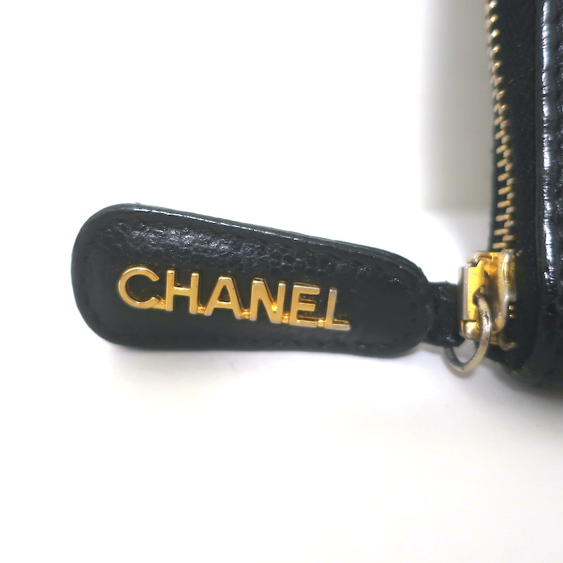 Chanel 90s Timeless CC Zip-Around Portfolio Document Holder Black Caviar Leather