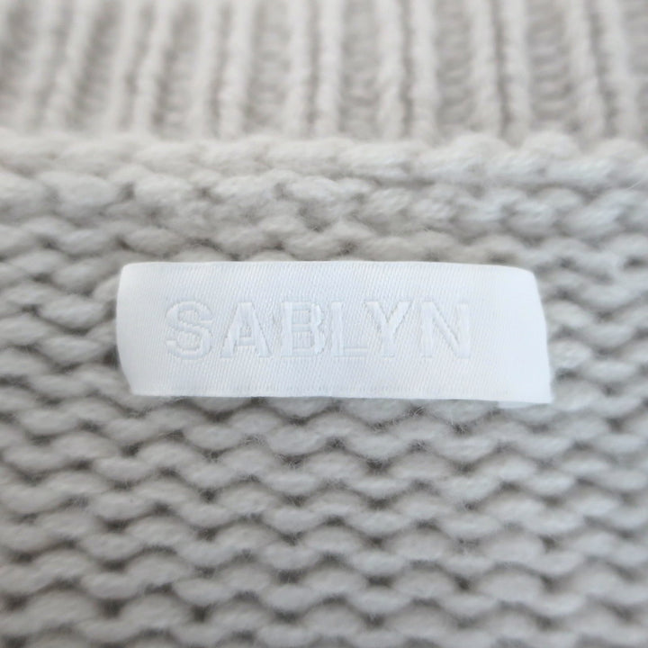 SABLYN Cali Cashmere V-Neck Sweater Very Light Gray Size Medium