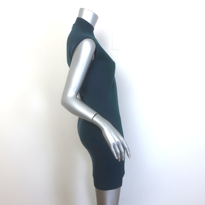 Lanvin Hiver 2013 Mock Neck Sleeveless Colorblock Knit Mini Dress Teal Size 38