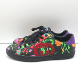 Gucci Ken Scott Ace Sneakers Black Floral Print Leather Size 38