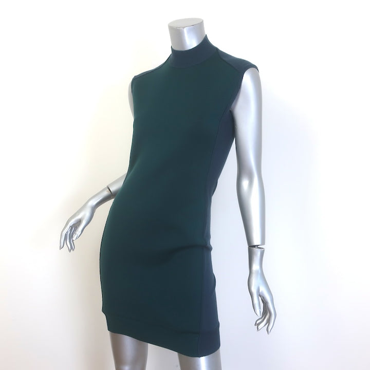 Lanvin Hiver 2013 Mock Neck Sleeveless Colorblock Knit Mini Dress Teal Size 38