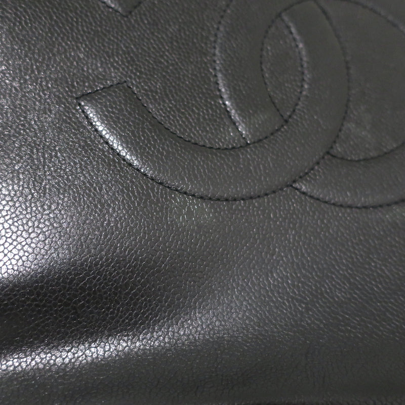 Chanel 90s Timeless CC Zip-Around Portfolio Document Holder Black Caviar Leather