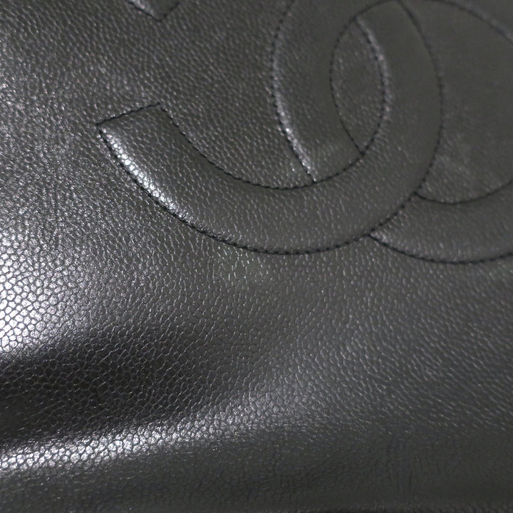 Chanel 90s Timeless CC Zip-Around Portfolio Document Holder Black Caviar Leather