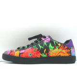 Gucci Ken Scott Ace Sneakers Black Floral Print Leather Size 38
