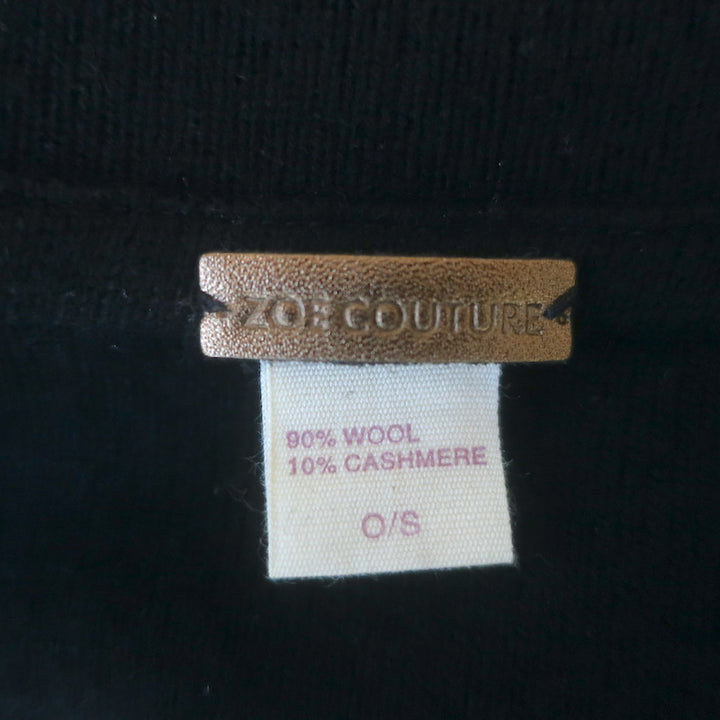 Zoe Couture Reversible Toggle Poncho Black &amp; Gray Wool-Cashmere One Size