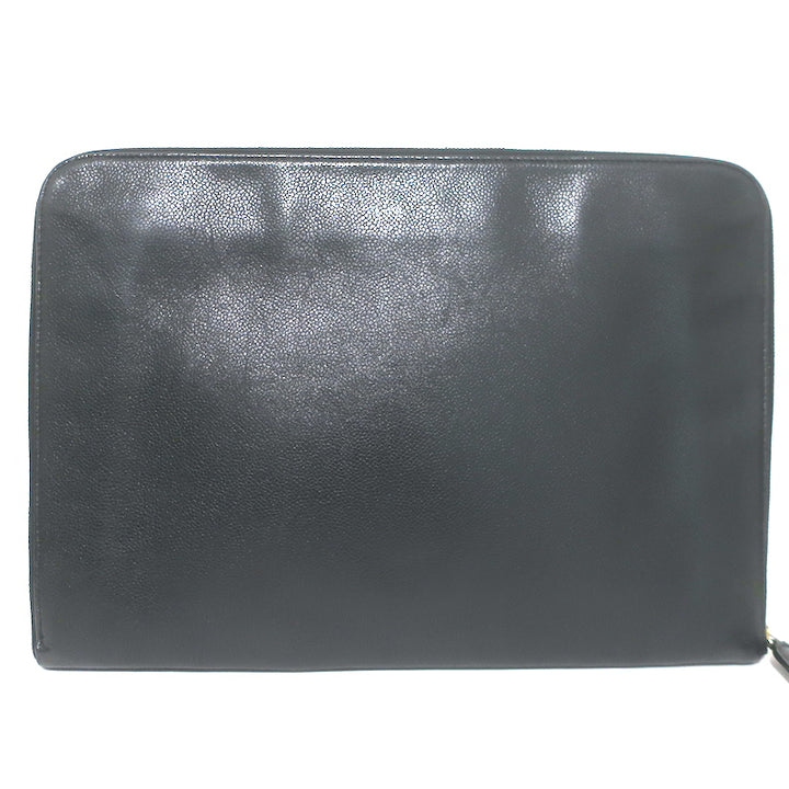 Chanel 90s Timeless CC Zip-Around Portfolio Document Holder Black Caviar Leather