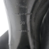 Balenciaga Buckle-Detail Knee High Platform Boots Black Pebbled Leather Size 38