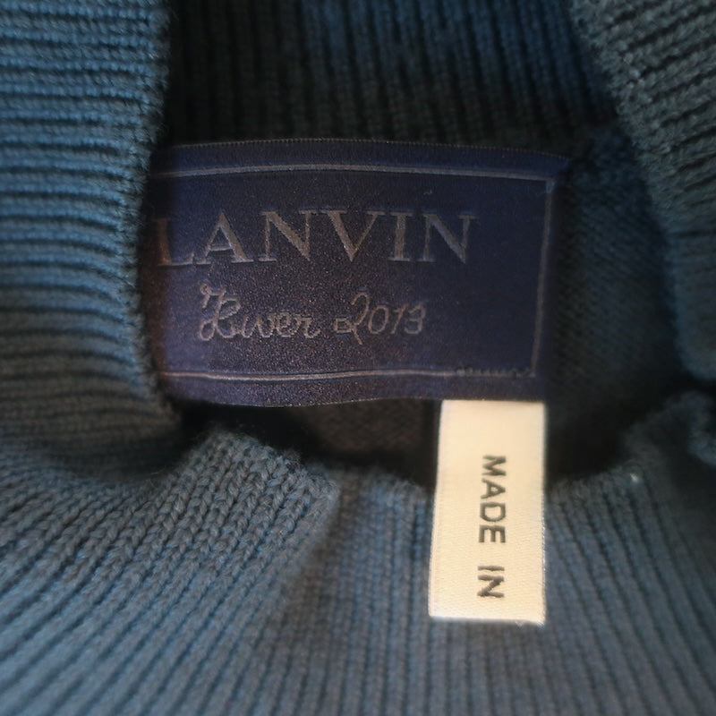Lanvin Hiver 2013 Mock Neck Sleeveless Colorblock Knit Mini Dress Teal Size 38