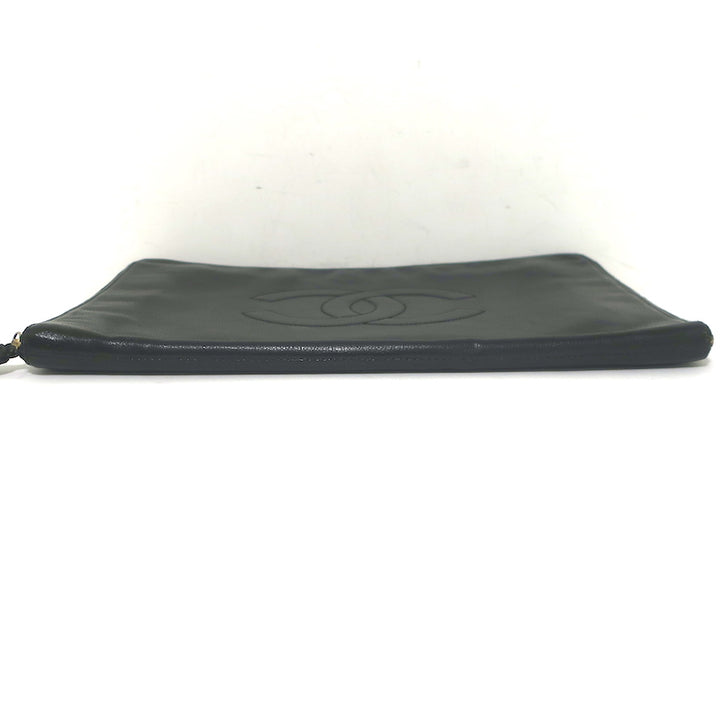 Chanel 90s Timeless CC Zip-Around Portfolio Document Holder Black Caviar Leather