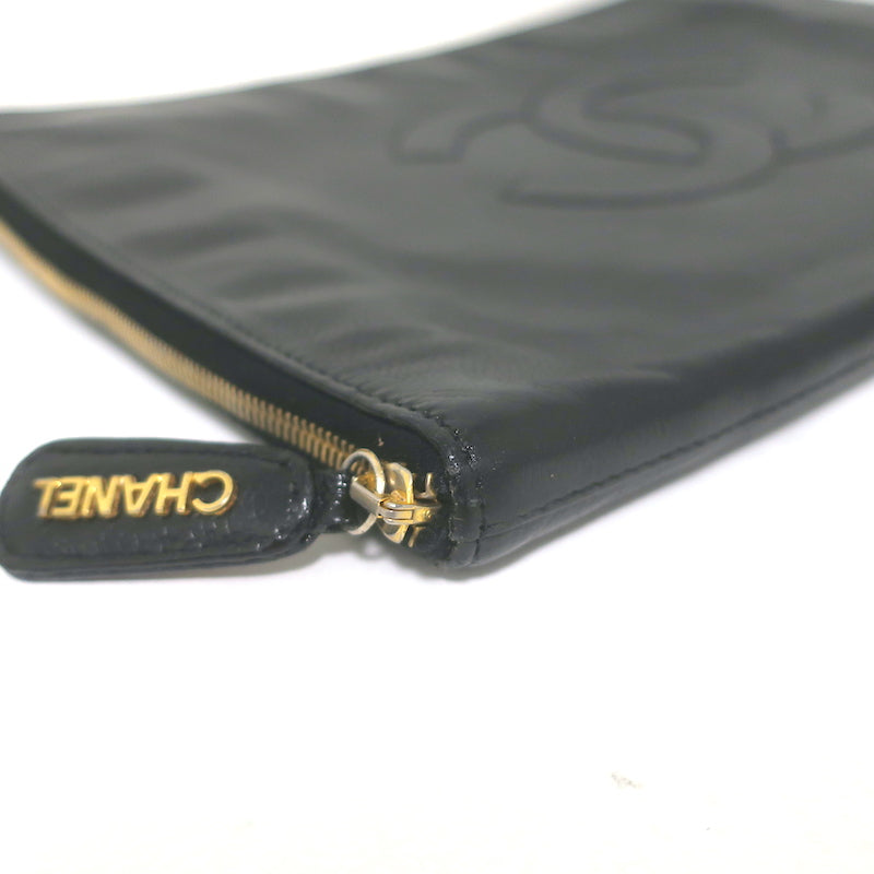 Chanel 90s Timeless CC Zip-Around Portfolio Document Holder Black Caviar Leather
