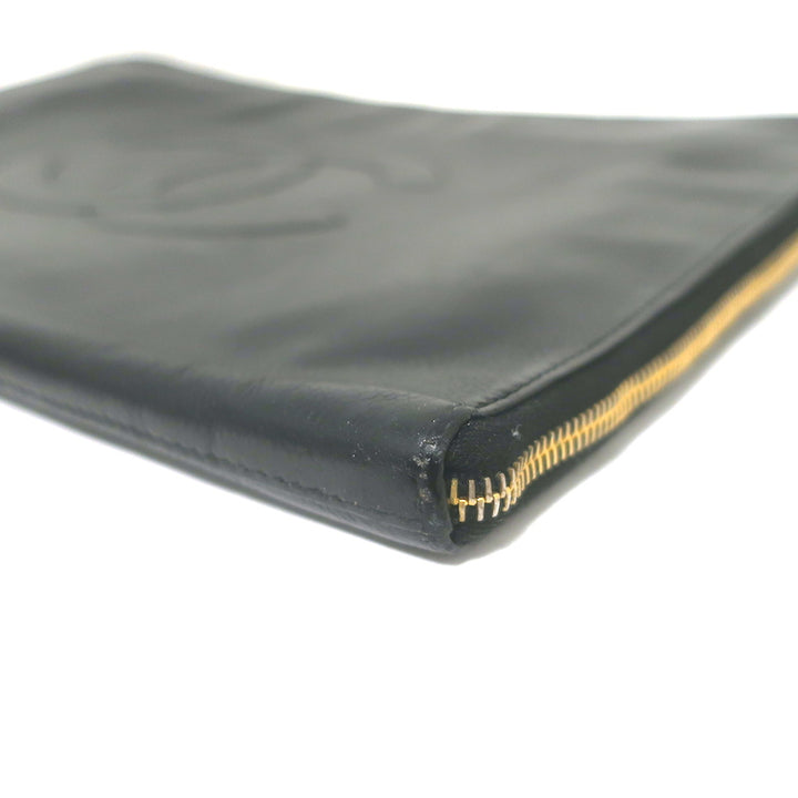 Chanel 90s Timeless CC Zip-Around Portfolio Document Holder Black Caviar Leather