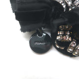 Prada Crystal Bow Brooch Black Satin & Velvet with Orange Glass