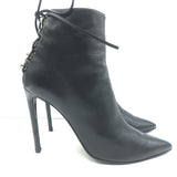 Balenciaga Giant Stud Lace-Up Back Ankle Boots Black Leather Size 40