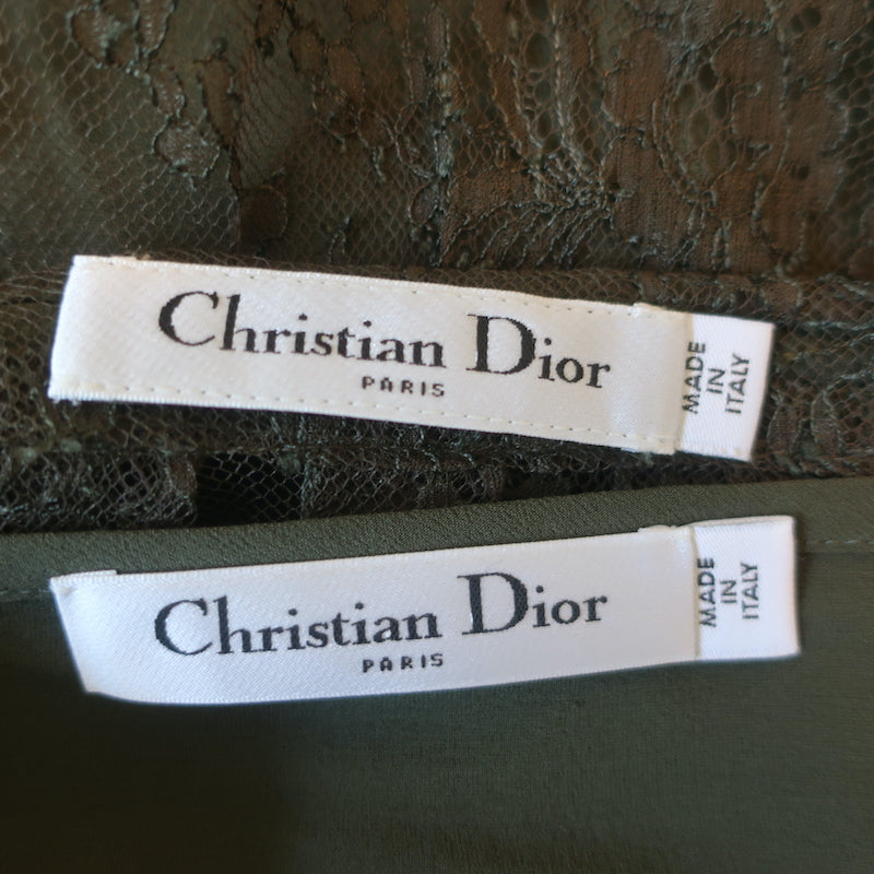 Christian Dior Lace Midi Skirt Olive Size US 8