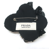 Prada Crystal Bow Brooch Black Satin & Velvet with Orange Glass