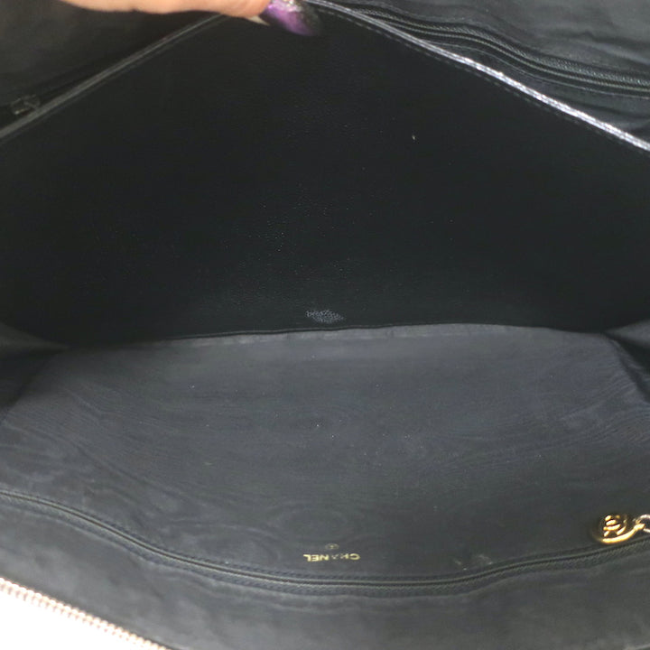 Chanel 90s Timeless CC Zip-Around Portfolio Document Holder Black Caviar Leather
