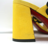 Christian Louboutin Tres Pansy Slide Sandals Yellow Suede Size 37 Open Toe Heels